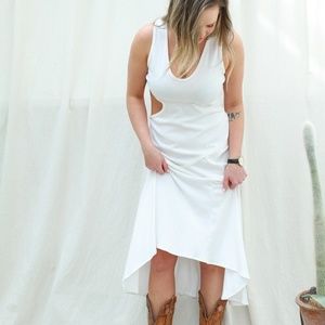 Y2k Vintage Asymmetrical Cutout White Dress L